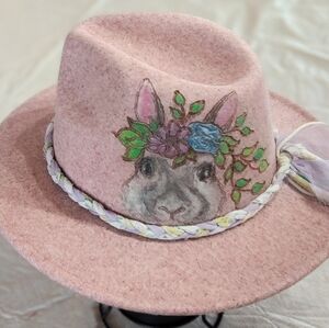 Hand Burned Hat with Bunny Design